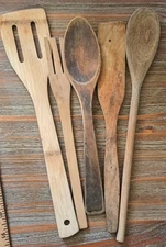 Vintage Wooden Spoon Set Antique Farmhouse Primitive 