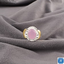 Christmas Sale Oval Natural Rose Chalcedony Band Promise Ring Sterling Silver