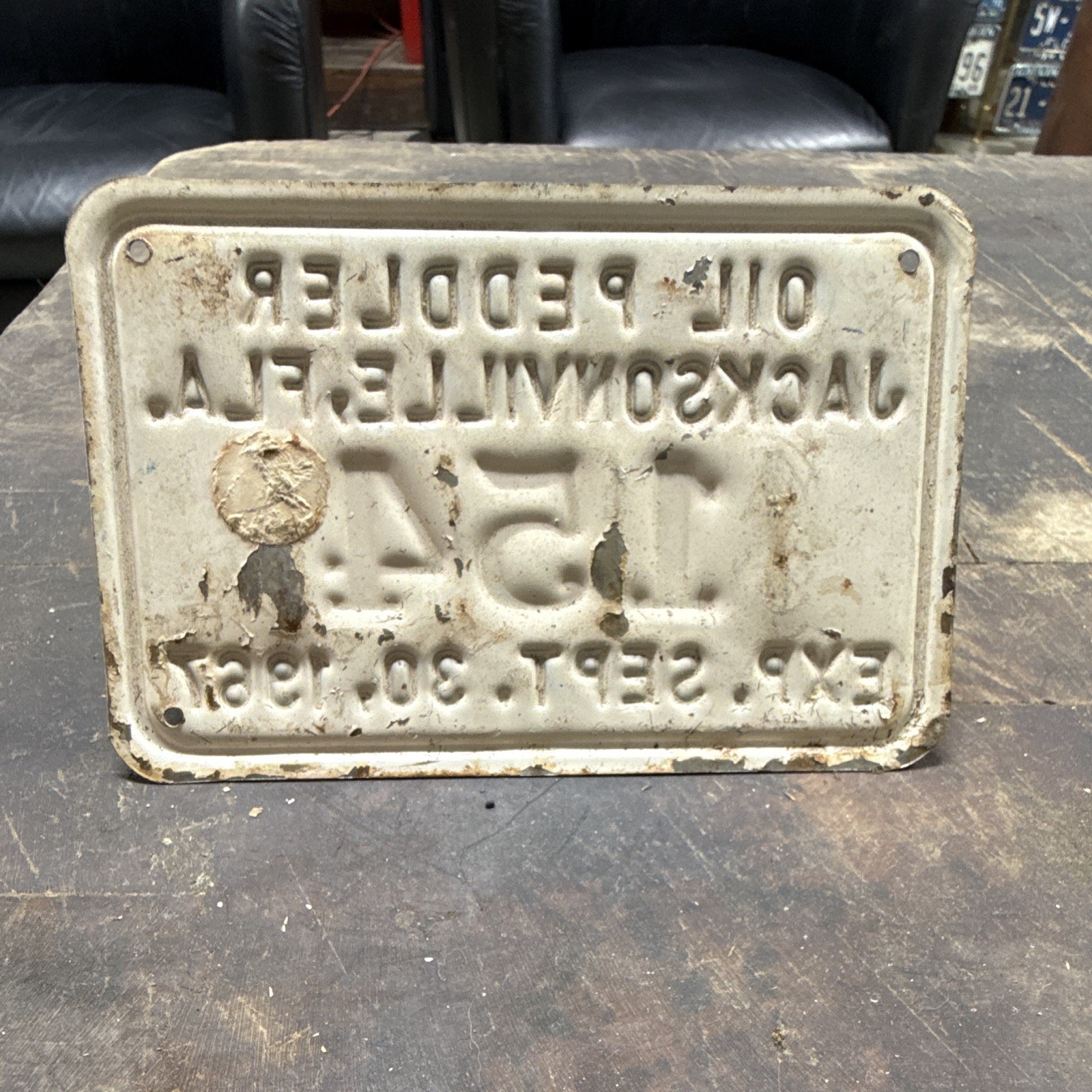 Flo Rida Tag Florida Oil Peddler Jacksonville FL License Plate 154 Exp Sept 30 1967 ...