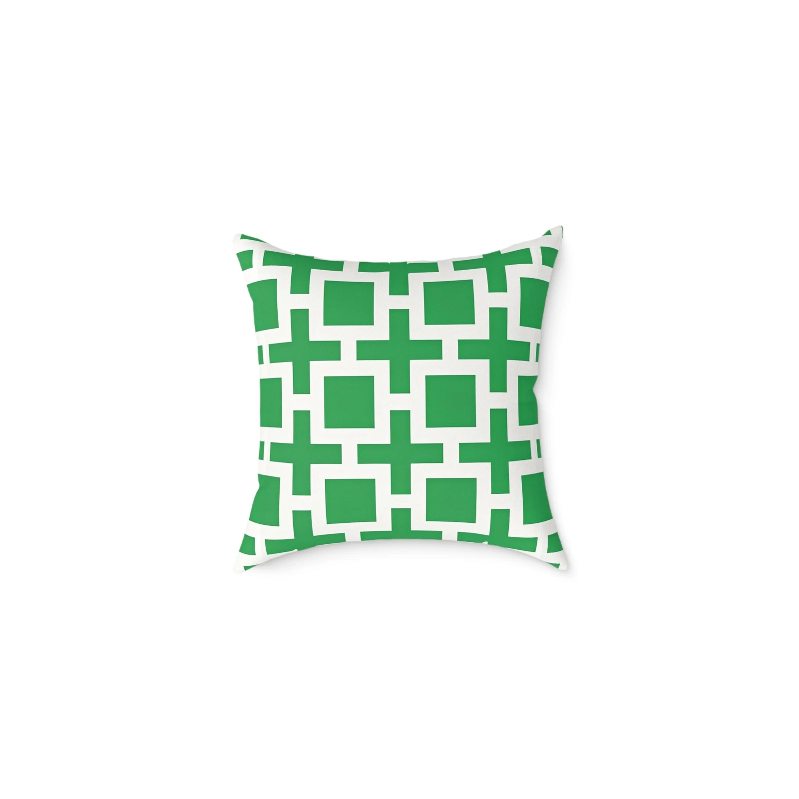 Green Geometric Square Pattern Pillow | Decorative Throw Pillow