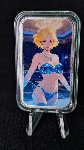 Bullion Baddies 1 oz silver bar "Sammi Sapphire" Nice and Sexy W/COA