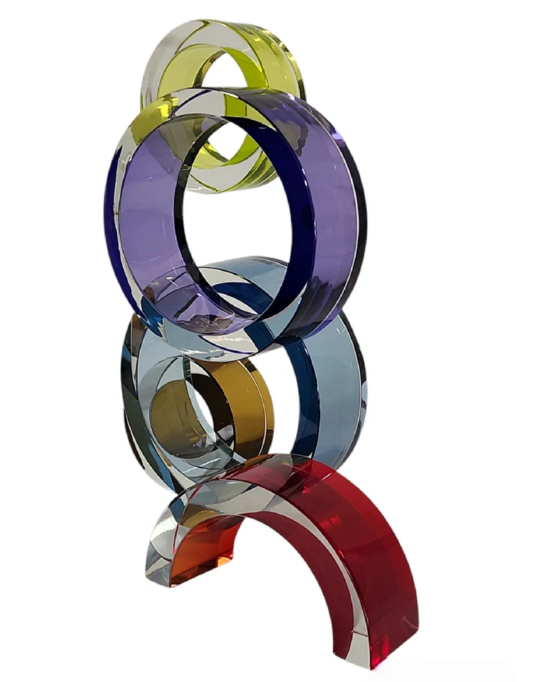 Escultura de vidrio arte abstracto Fay Miller única multicolor menorá arcos Shardz Foto 2 de 4