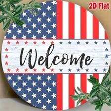 4th of July Welcome Sign Compatible for Front Door Patriotic Independence Day