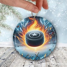 Personalized Hockey Player Ceramic Christmas Ornament - Name and Jersey