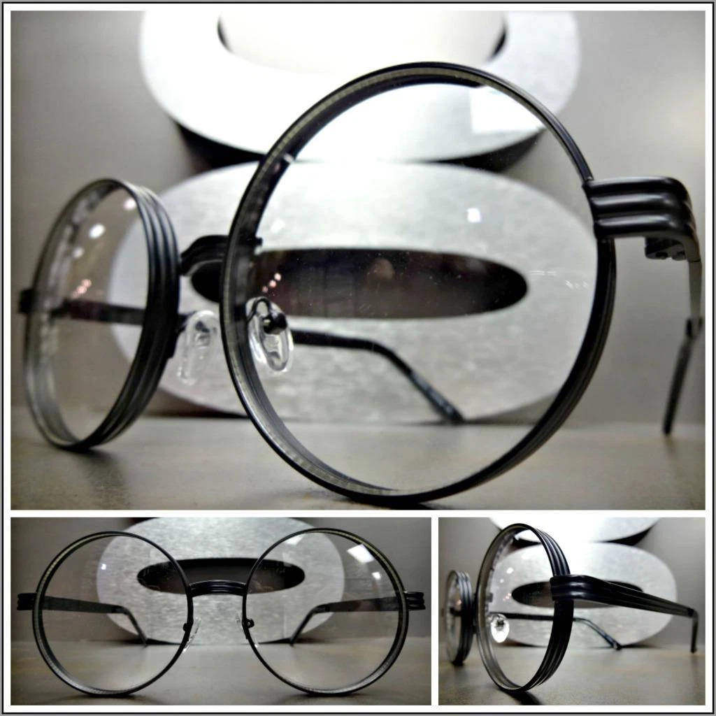 Lunettes Rondes Rétro Unisexes - Monture Noire, Verres Clairs, Pour Déguisement Harry Potter, Halloween