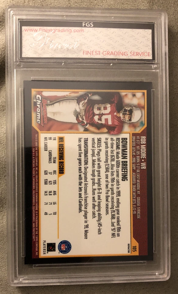 2000 Bowman Rob Moore Chrome Refractor #105 Cardinals Graded FGS 10 - Image 2 of 2