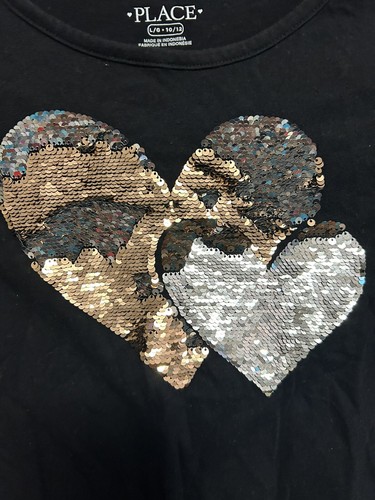 Children’s Place Girls Hearts Black, Long Sleeve, Tee Shirt Size 10/12 Large A13 - Bild 3 von 5