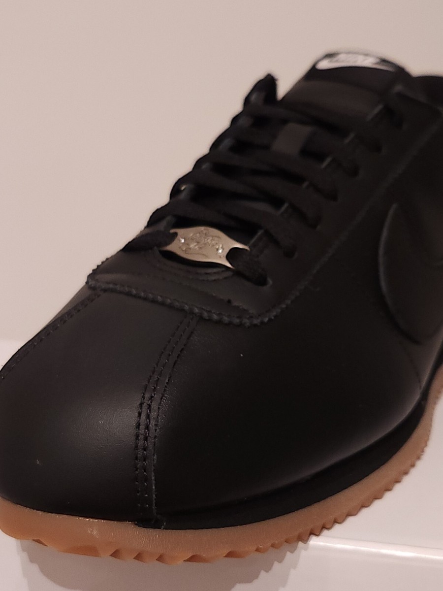 Men's Nike Cortez Prm Leather Triple Black Gum Rubber All