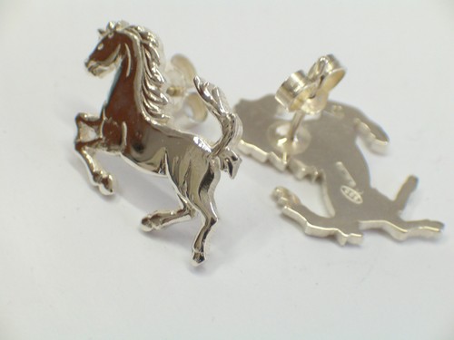 Orecchini a lobo con CAVALLINO RAMPANTE in Argento 925 - perno con farfallina - Bild 7 von 8