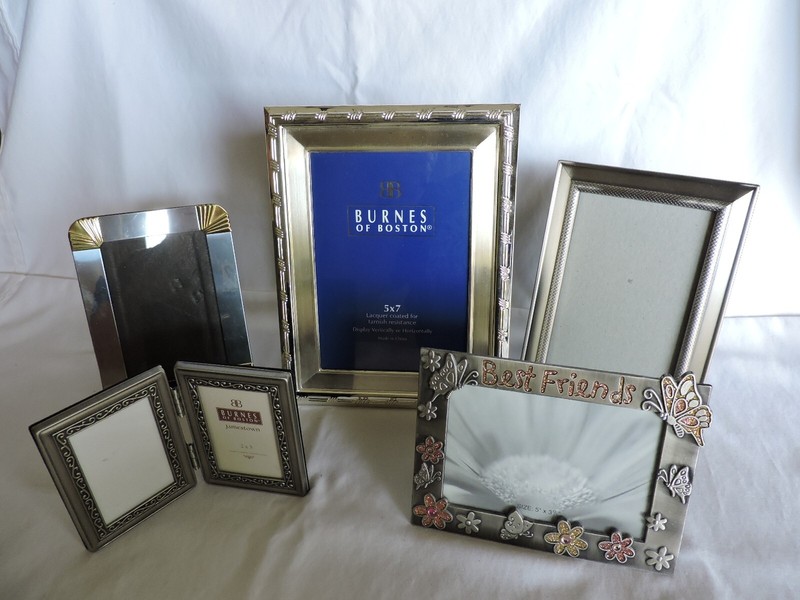 Five Silver Colored Frames in Variety of Sizes and Styles