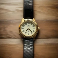 Vintage Timex Womens Watch 27mm Gold Tone Case With Date & Indiglo Functions B-E