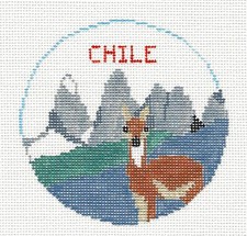 Country of CHILE in South America handpainted Needlepoint Canvas Kathy Schenkel