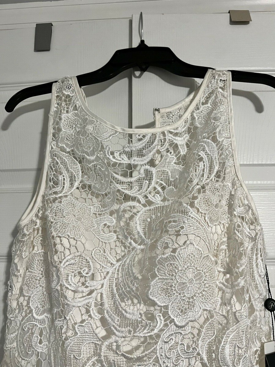 Adrianna Papell Women's Illusion Lace Sheath Dress White Size 10