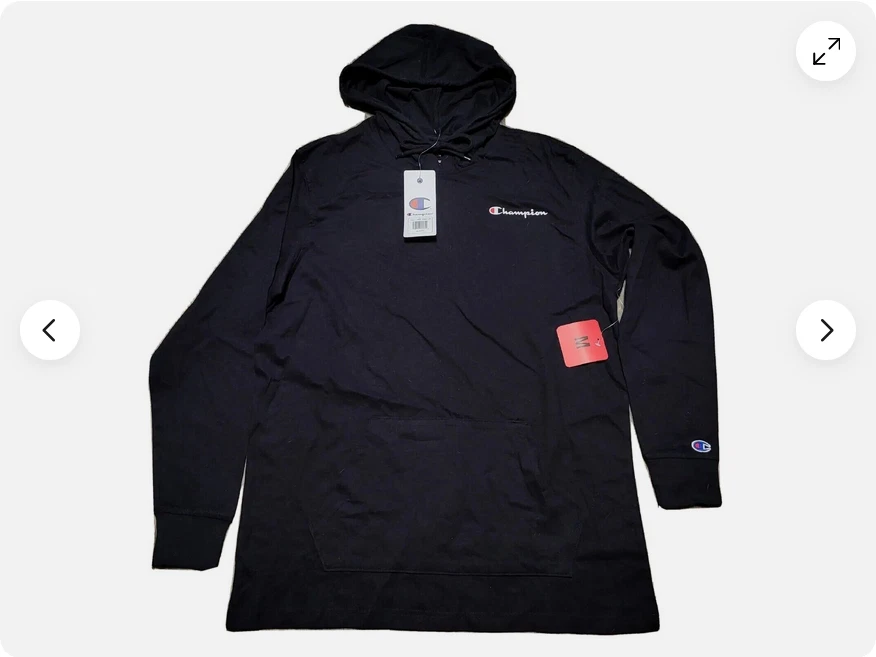 Champion Jersey Pullover Hooded Shirt Jacket Black Lightweight Top Sz Medium