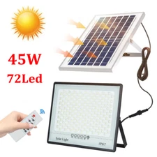 45W 72LED Solar Floodlight Panel Street Lights Outdoor Yard Waterproof W/ Remote