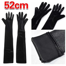 52cm Long Flapper Evening Velvet Black Gloves for Women Elbow Length 1920s XMAS