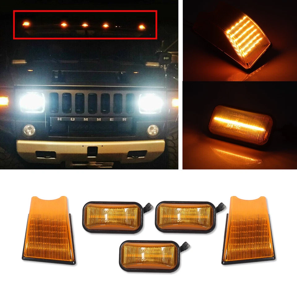 10PCS Amber & Red LED Cab Roof Marker Running Lights For 2003-2009 Hummer H2 SUT - Image 4 of 4
