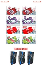 (8) "VINTAGE" SODA VENDING MACHINE 12 oz "CAN"  Vend Labels - Flavor Strips