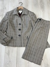 Jones New York Gray Plaid Pocket Jacket Pencil Skirt Suit Set Sz 4