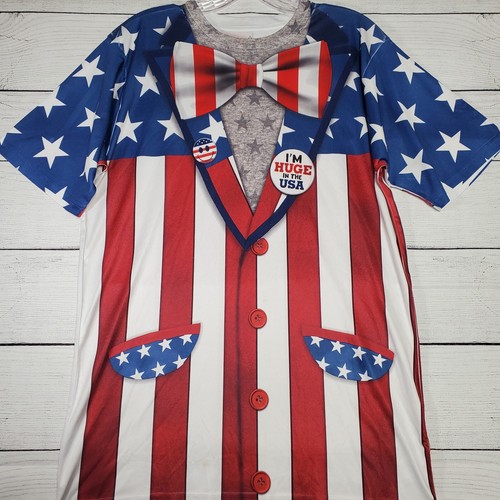 Mens Shirt Size M America USA Forth Of July Red White Blue Costume