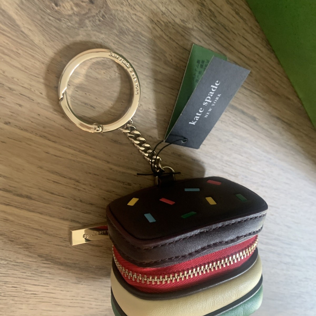 Kate Spade Dolci 3D Rainbow Cookie Coin Purse Bag Charm New with