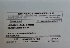 EMINENCE Legend V128 – 12" Gitarrenlautsprecher – 8 Ohm – NEU & OVP