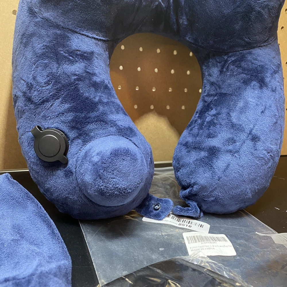 Travel Pillow Brand New with Tags Blue with Eye Mask, Earplugs, Travel Bag-Open Travel Pillow Brand New with Tags Blue with Eye Mask, Earplugs, Travel Bag-Open