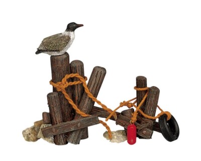 NIP LEMAX 2001 RETIRED WOODEN MOORING Village Collection #14645