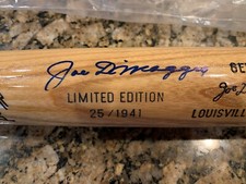Awesome Joe Dimaggio Signed Game Model Baseball Bat Very Low #'d 25/1941