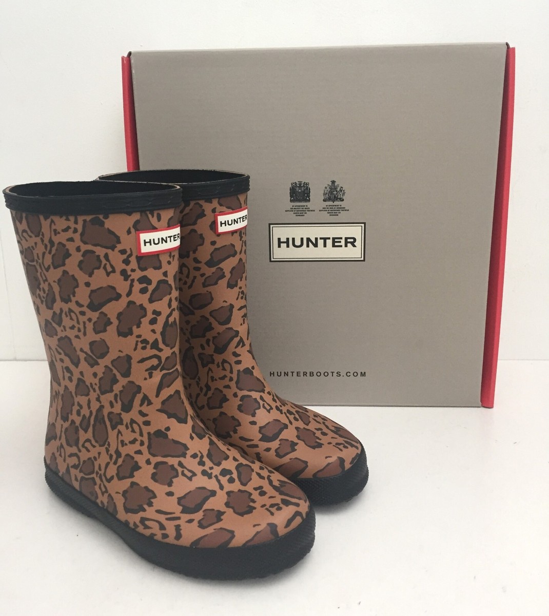 Hunter Girl's Wellington Original Classic Leopard Print Boots Waterproof  New F1