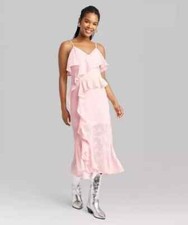 Wild Fable Women's Dress Pink Ruffle Midi Size M