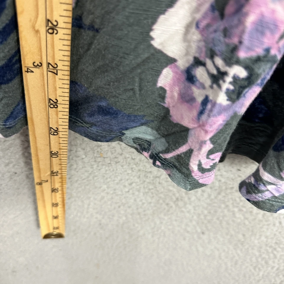 Jessica Simpson Maternity Top Womens Small Green Floral V-Neck Babydoll Tassel - Image 3 of 4