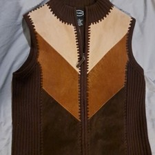 Designer Studio Originals Leather Patchwork Vest Womans Size Medium