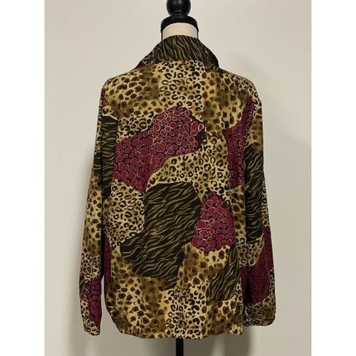 Chaqueta ligera National Animal Print marrón y rosa talla grande 1X - Imagen 5 de 5