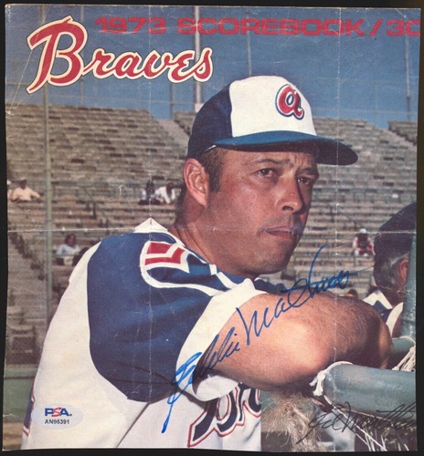 Eddie Mathews Signed 1973 Scorebook Magazine Photo Only PSA/DNA COA BZ19