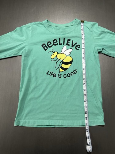 Life Is Good Shirt Kids L Turquoise Long Sleeve Tee Beelive Bee - Picture 4 of 7
