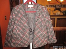 Kasper 14 Black Red Open Front Stretch Blazer / Jacket