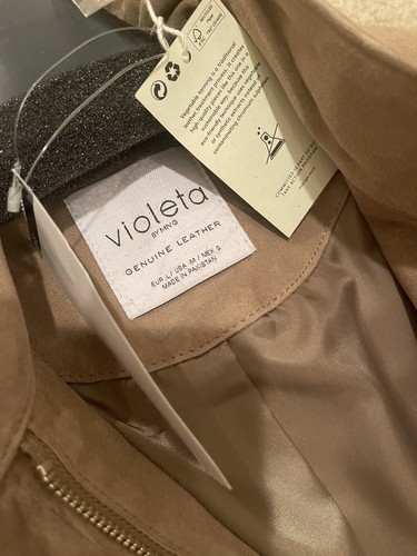 violeta by mango suede Vegetable Tanned jacket beige size L new - Picture 11 of 11
