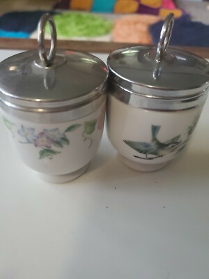 Two Small (1 Egg) Royal Worcester Fine Porcelain Egg Coddlers. Made in England.