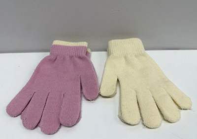 Girls one size fits all youth 4 to 16 magic gloves beige & pink - set of 2 pairs