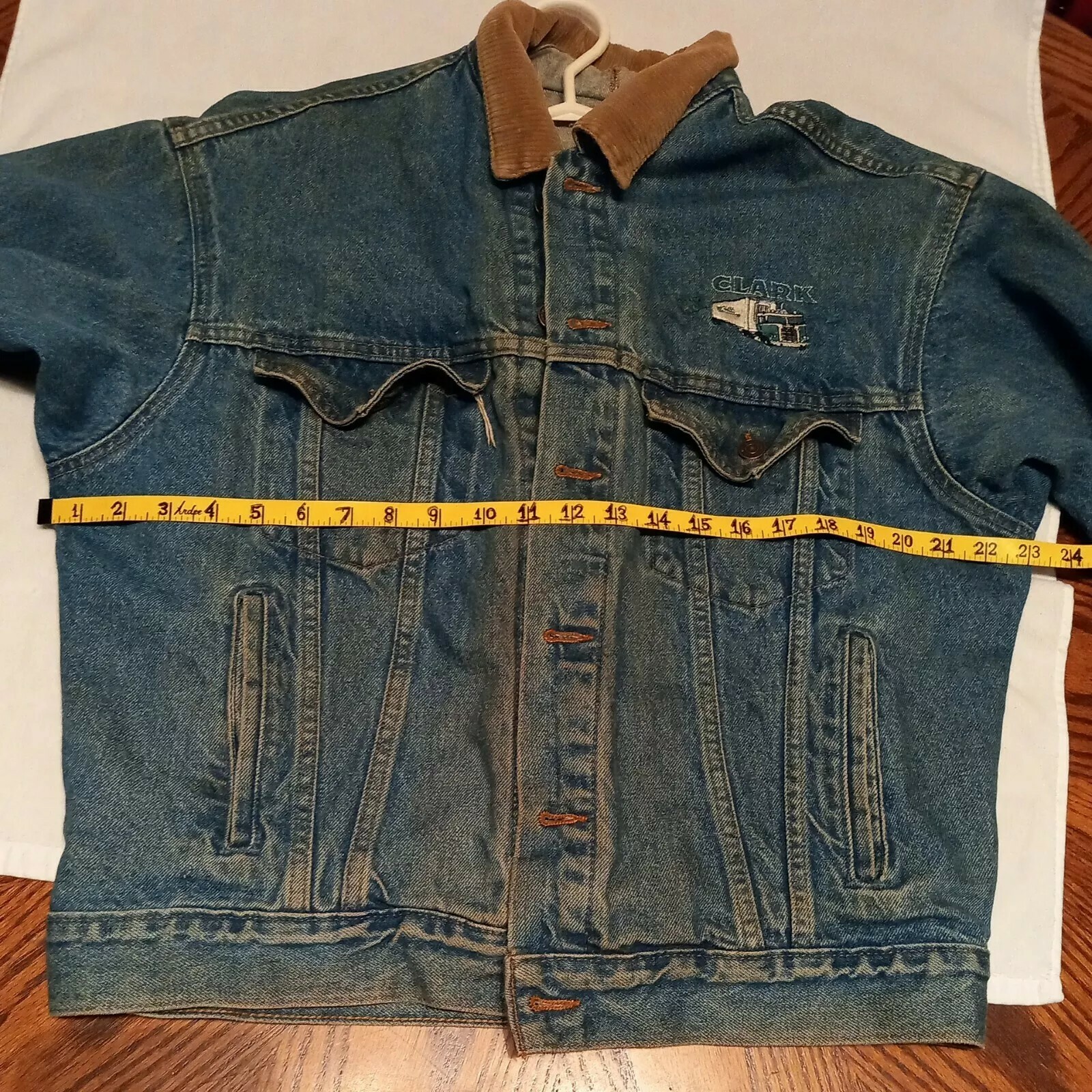 Mens Jean Denim Jacket Corduroy Collar Size Med GUC Gem