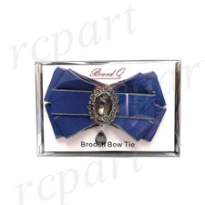New formal pre tied Brooch Bowtie ribbon rhinestones Royal blue elegant wedding