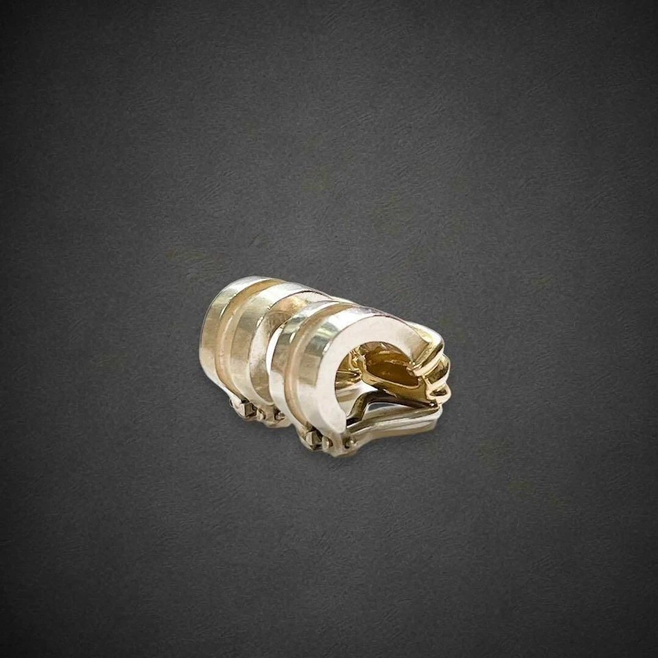 Tiffany & Co. Grooved Hoop Earrings Gold 750 Silver 925 - Image 3 of 4