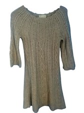 Kenji Beige Tan Cable Knit Sweater Dress Size M