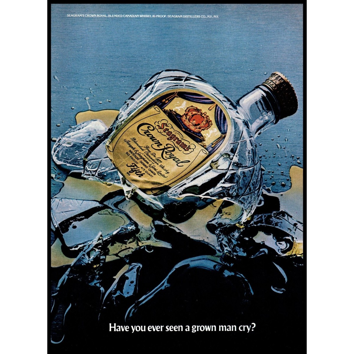 1977 Crown Royal Canadian Rye Whisky Vintage Print Ad Broken