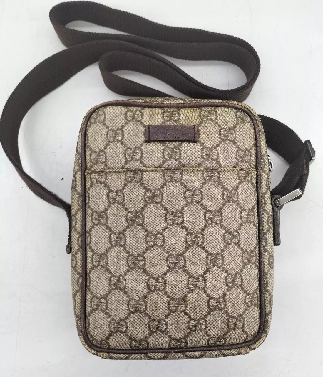 Sac bandoulière Gucci GG Supreme marron beige cuir 122754