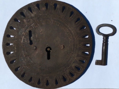 Hand Made Unique Vintage Flush Mount Lock with Skeleton Key