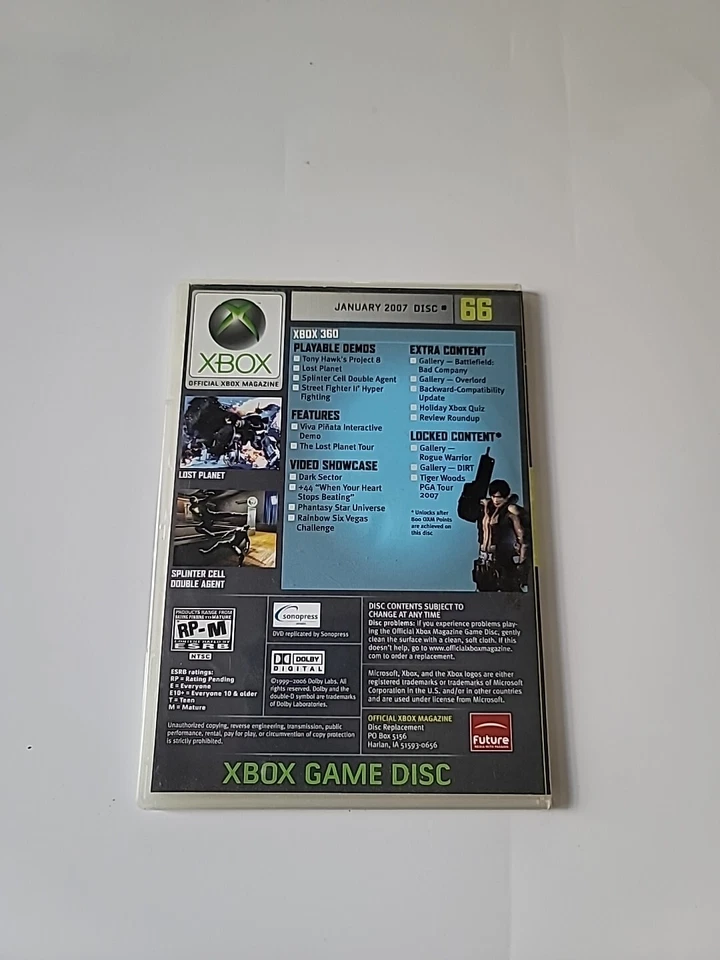 Xbox 360 Magazine Demo Disc #66: Tony Hawk Project 8(Xbox 360, January 2007)  - Image 2 of 4