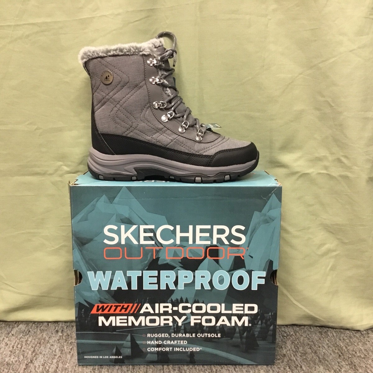New Women's Skechers 167283 Trego Cold Blues Snowboots in Charcoal