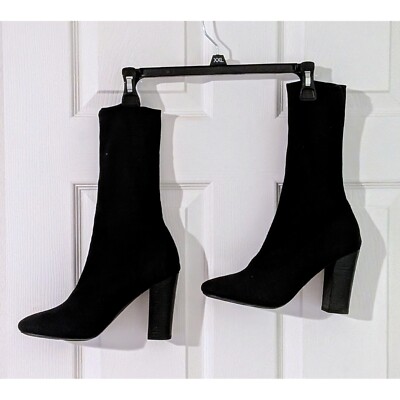 Carlos by Carlos Santana Sock Booties Heel Pointed Toe Pull On Black 9.5 NEW